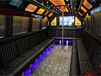 28 pass Black Limo Party Bus w-Pole - Interior - grn