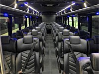 39 pass White VIP Coach Bus - Leather Seats & Black Out Blinds - dts